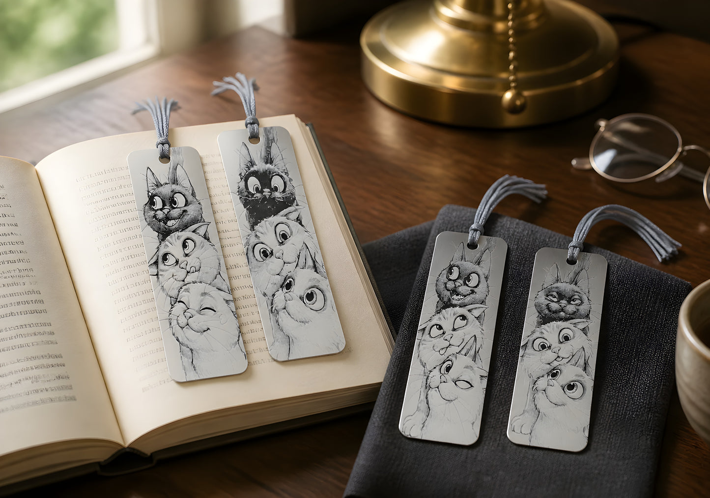 Compagnons Félins Pack de 4 marque-pages Collection Lectura