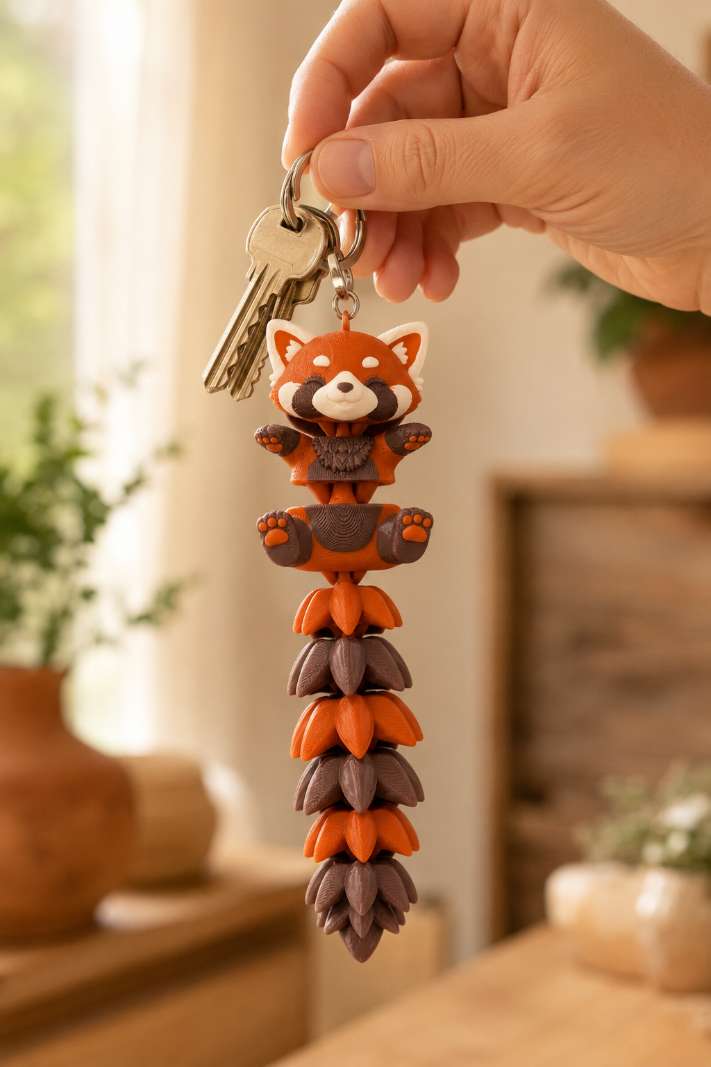 Rouxie Porte-clés panda roux articulé Collection Keya